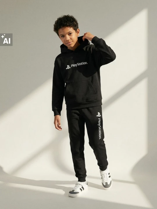 Obrázek produktu Sinsay - Dresowa bluza hoodie z nadrukiem na plecach PlayStation - czarny