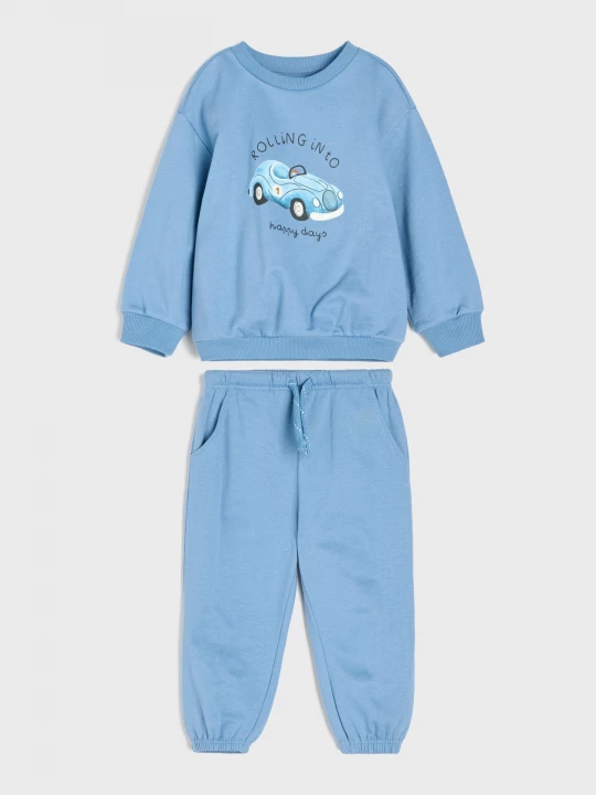 Obrázek produktu Sinsay - Dwuczęściowy bawełniany komplet: bluza z nadrukiem samochodu i spodnie jogger - szary