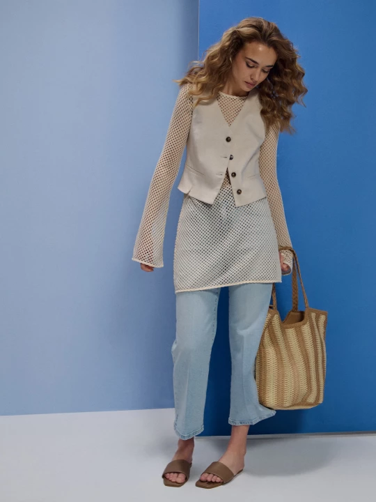 Obrázek produktu Sinsay - Džínové cropped culotte kalhoty - modrá