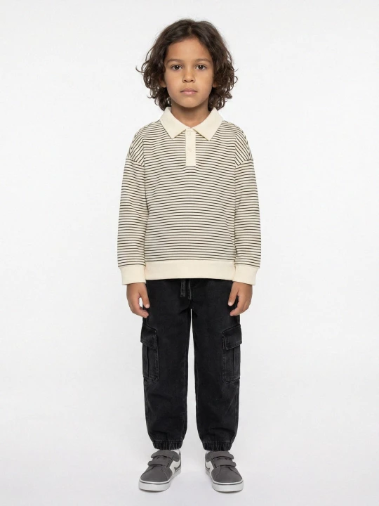 Obrázek produktu Sinsay - Jeansy jogger comfort cargo z efektem sprania - czarny