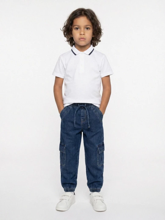 Obrázek produktu Sinsay - Jeansy jogger comfort cargo z efektem sprania - granatowy