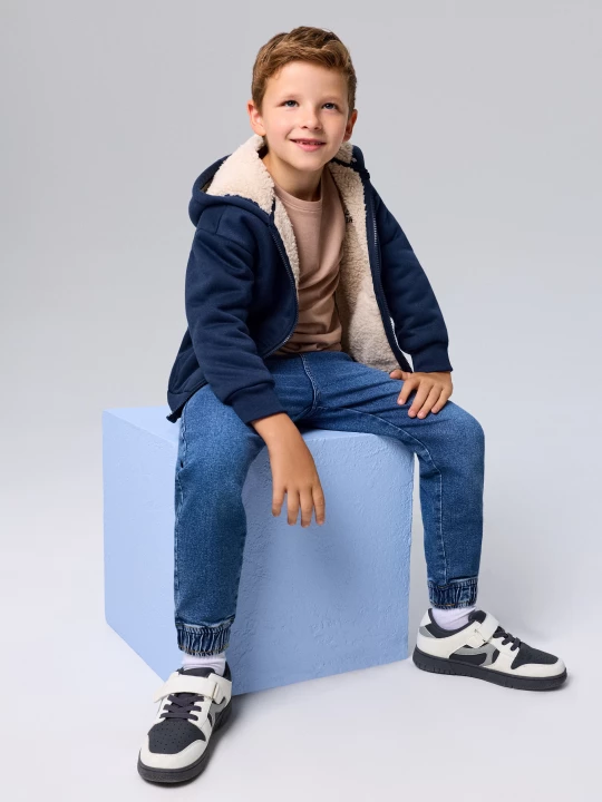 Obrázek produktu Sinsay - Jeansy jogger z efektem sprania z domieszką wiskozy - niebieski