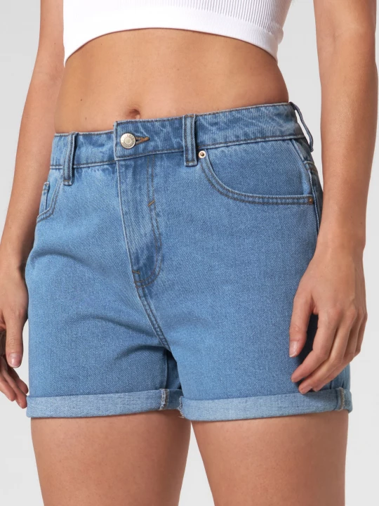 Obrázek produktu Sinsay - Džínové kraťasy high waist mom - modrá
