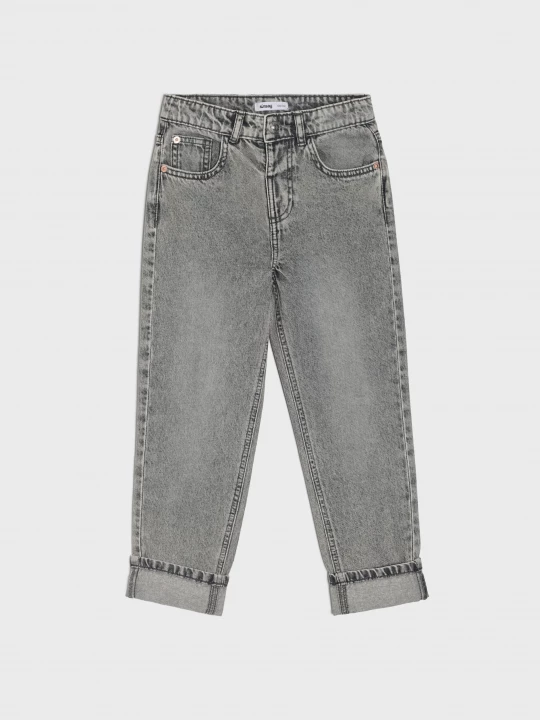 Obrázek produktu Sinsay - Jeansy straight leg z regulacją w pasie - szary