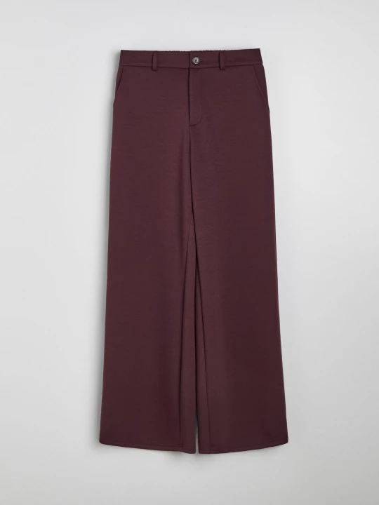 Obrázek produktu Sinsay - Elegantní kalhoty wide leg s příměsí viskózy - karmínová