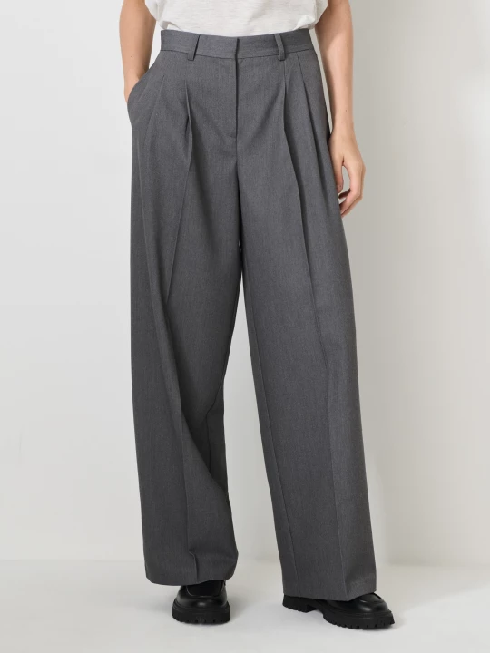 Obrázek produktu Sinsay - Elegantní kalhoty wide leg s příměsí viskózy - šedá