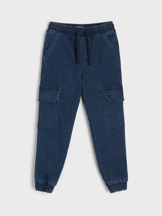 Obrázek produktu Sinsay - Jeansy jogger z gumką w pasie - granatowy