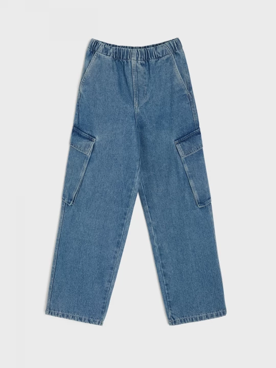 Obrázek produktu Sinsay - Jeansy loose fit z regulacją w pasie - niebieski