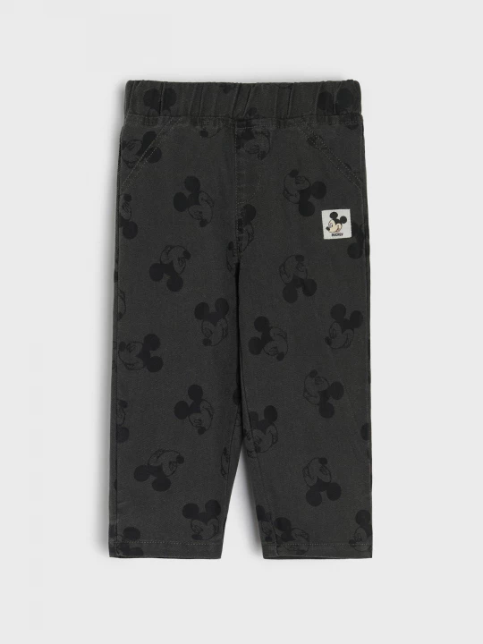 Obrázek produktu Sinsay - Jeansy pull on ze wzorem Mickey Mouse - szary