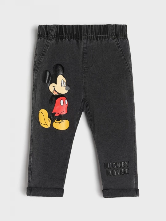 Obrázek produktu Sinsay - Jeansy z ociepleniem z nadrukiem Mickey Mouse - szary
