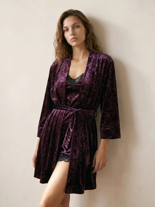 Obrázek produktu Sinsay - Jednobarevný kimono župan - burgundy