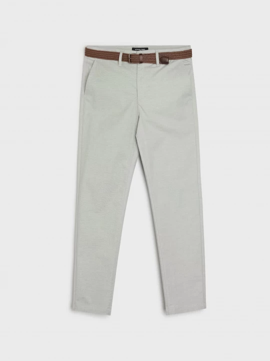 Obrázek produktu Sinsay - Kalhoty chino slim s páskem - šedá