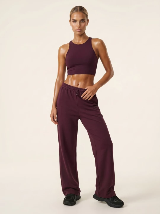 Obrázek produktu Sinsay - Kalhoty široké nohavice s příměsí viskózy, soft touch Active - burgundy