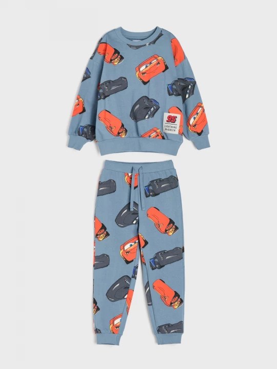 Obrázek produktu Sinsay - Komplet dresowy loose fit: bluza crewneck i spodnie jogger Cars - szary