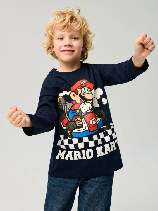 Obrázek produktu Sinsay - Koszulka z długim rękawem Super Mario - granatowy