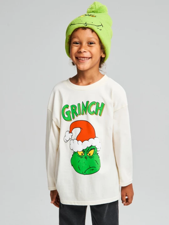 Obrázek produktu Sinsay - Koszulka z długimi rękawami Grinch - kremowy