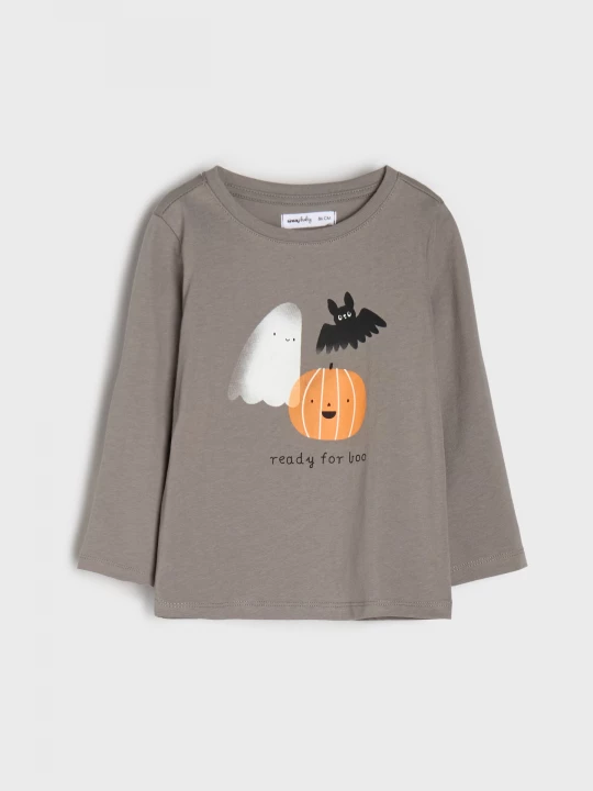 Obrázek produktu Sinsay - Koszulka z długimi rękawami z motywem Halloween - szary