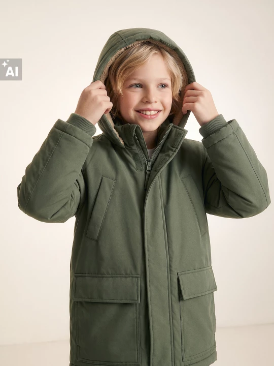 Obrázek produktu Sinsay - Kurtka parka z kapturem i kożuszkiem - khaki