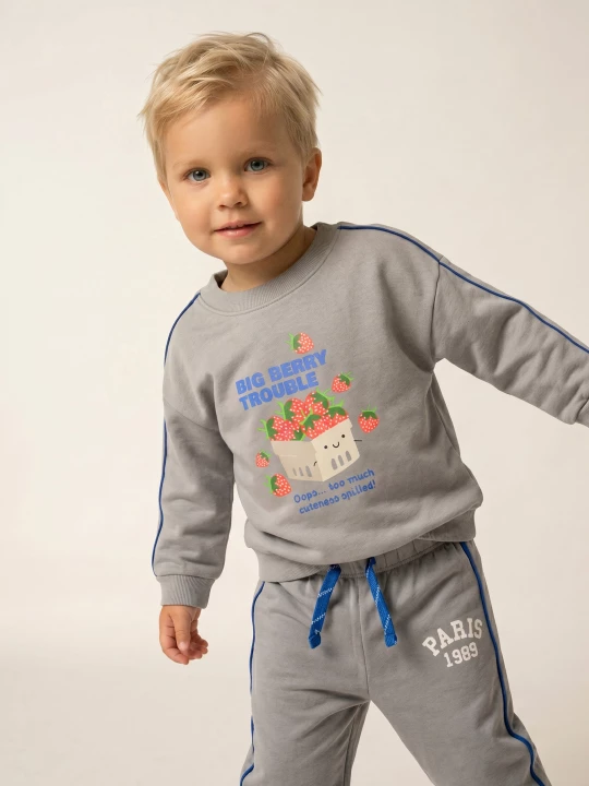 Obrázek produktu Sinsay - Bluza crewneck z nadrukiem truskawek - szary