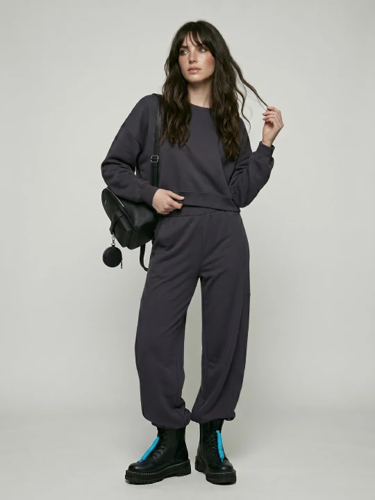 Obrázek produktu Sinsay - Mikina crewneck soft touch s příměsí viskózy - námořnická modrá