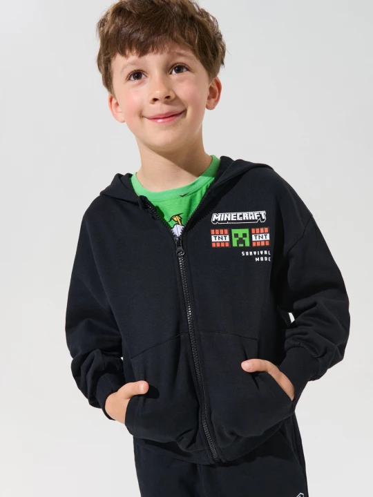 Obrázek produktu Sinsay - Rozpinana bluza z kapturem Minecraft - czarny