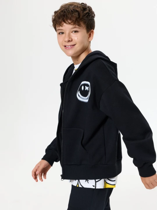Obrázek produktu Sinsay - Rozpinana bluza z kapturem SmileyWorld® - czarny
