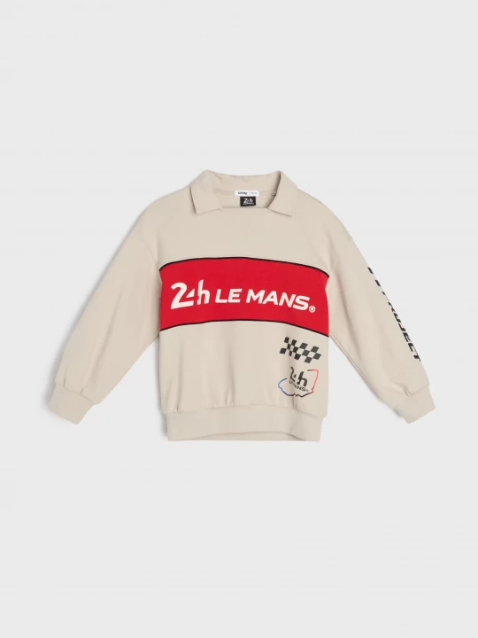 Obrázek produktu Sinsay - Bluza polo z napisem Le Mans - kremowy