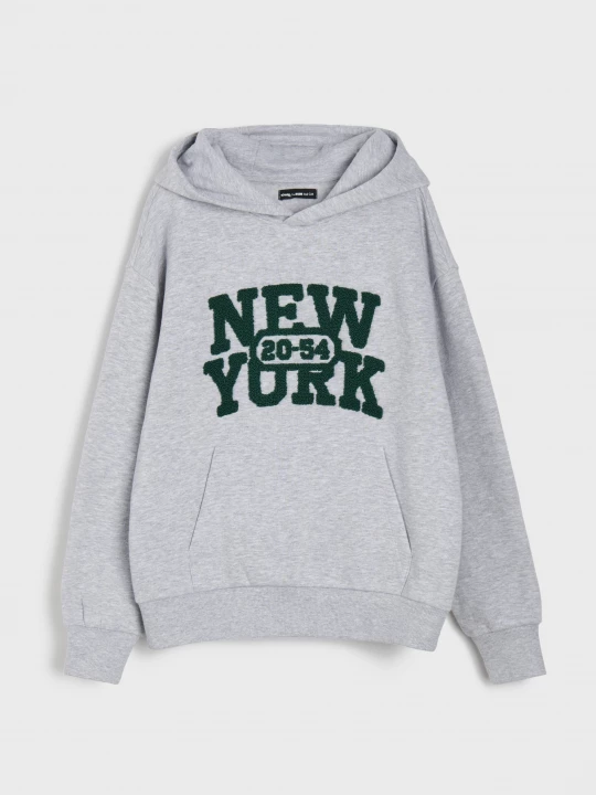 Obrázek produktu Sinsay - Bluza z kapturem z aplikacją 3D NYC - szary