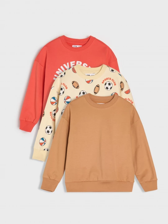 Obrázek produktu Sinsay - Bluza crewneck z nadrukiem 3 pack - czerwony