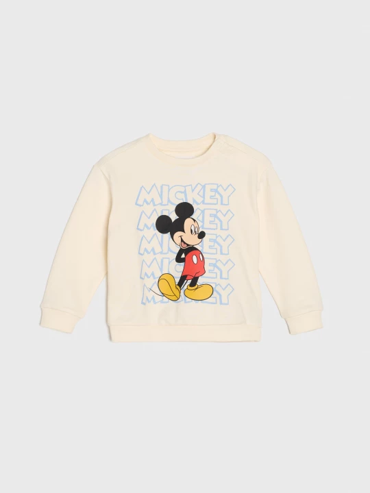 Obrázek produktu Sinsay - Bluza crewneck z nadrukiem Mickey Mouse - kremowy