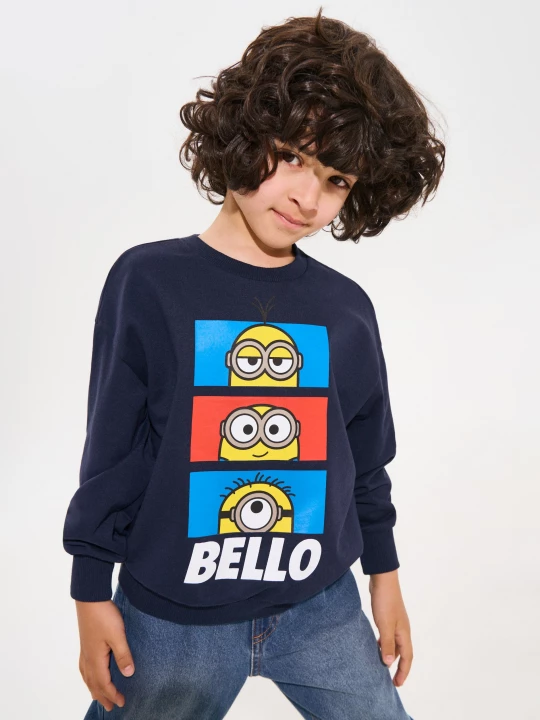 Obrázek produktu Sinsay - Bluza crewneck z nadrukiem Minions - granatowy