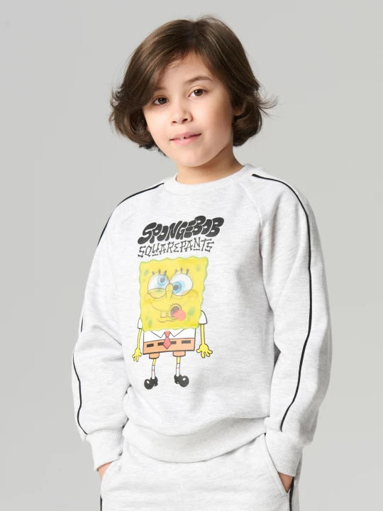 Obrázek produktu Sinsay - Bluza crewneck z nadrukiem SpongeBob - szary
