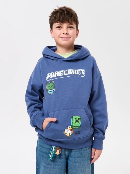 Obrázek produktu Sinsay - Bawełniana bluza hoodie z nadrukiem Minecraft - niebieski