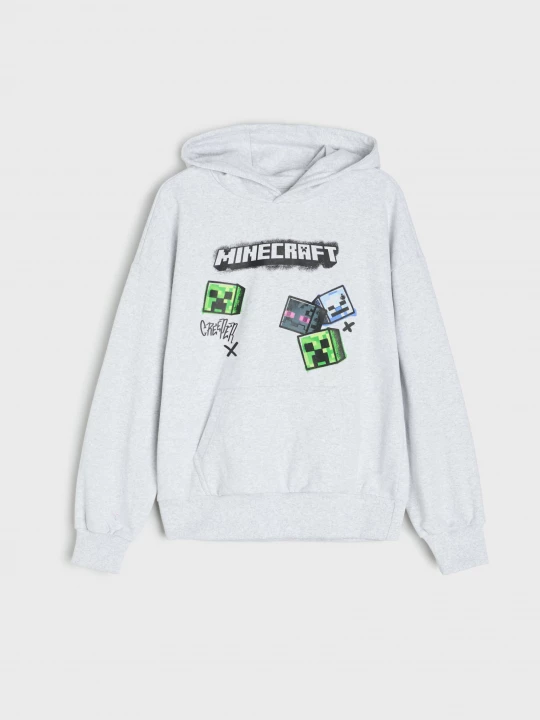 Obrázek produktu Sinsay - Bluza hoodie z nadrukiem Minecraft - szary