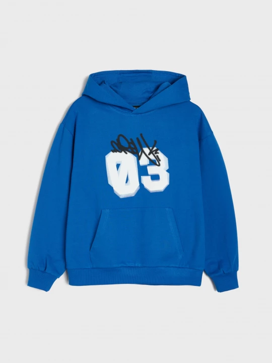 Obrázek produktu Sinsay - Bluza hoodie z nadrukiem - niebieski