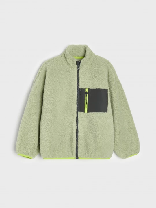 Obrázek produktu Sinsay - Bluza sherpa loose fit - zielony