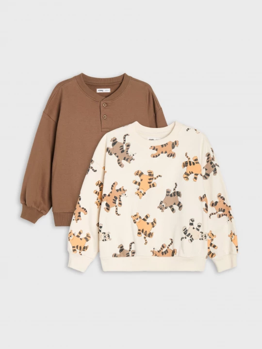 Obrázek produktu Sinsay - Bluzy crewncek loose fit z motywem zwierząt 2 pack - wielobarwny