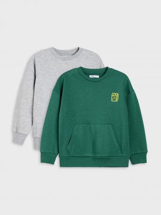 Obrázek produktu Sinsay - Bluzy crewneck z bawełną 2 pack - pomarańczowy