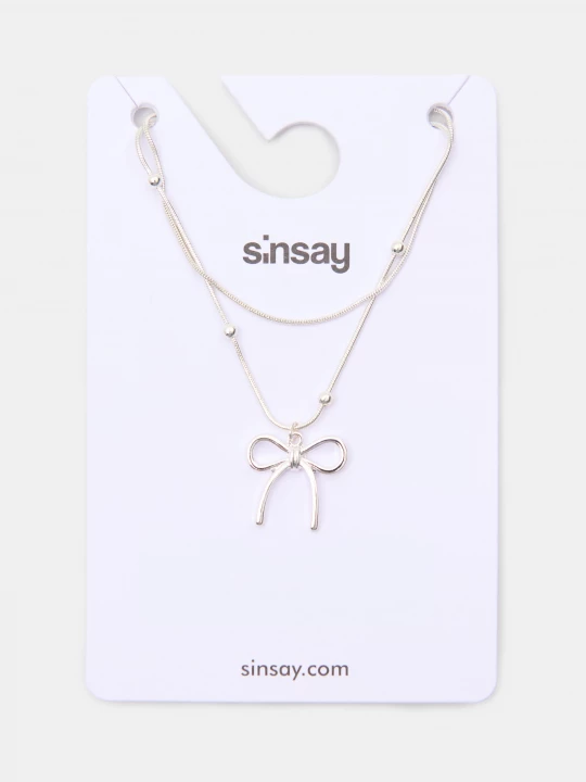Obrázek produktu Sinsay - Náhrdelníky s mašličkou a korálky 2 pack - sříbrná