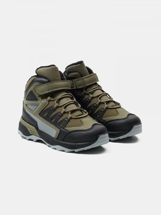 Obrázek produktu Sinsay - Ocieplane buty trekkingowe za kostkę z odblaskowymi elementami i imitacji skóry - khaki