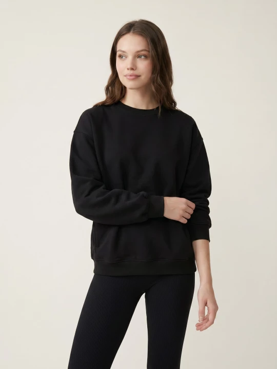 Obrázek produktu Sinsay - Oversize mikina bez kapuce typu crewneck - černá