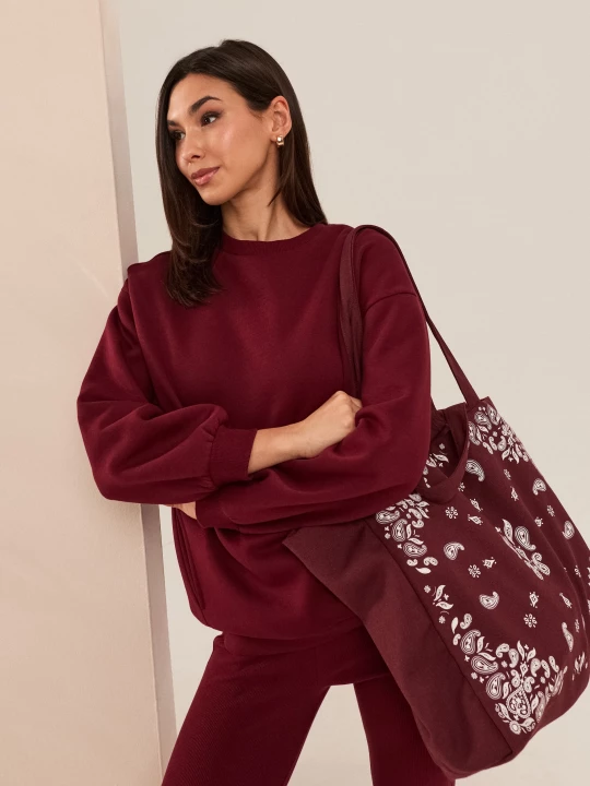 Obrázek produktu Sinsay - Oversize mikina bez kapuce typu crewneck - kaštanová