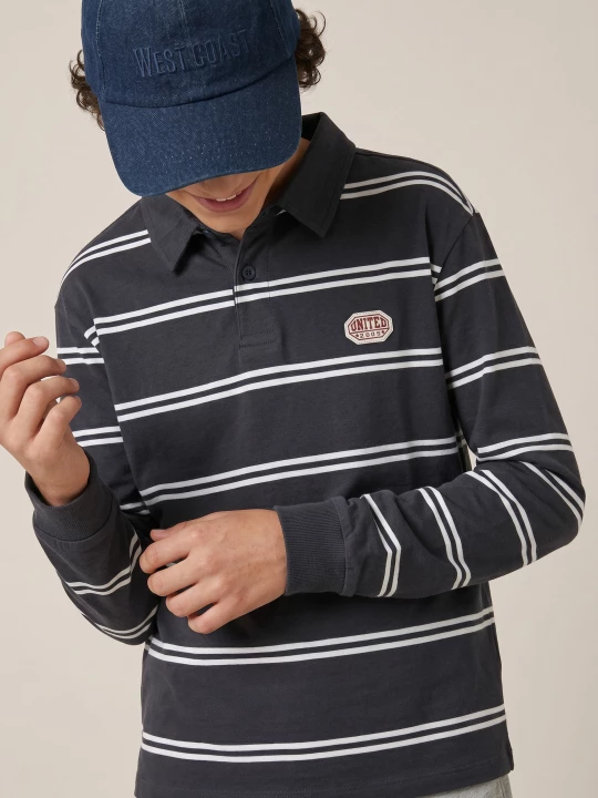 Obrázek produktu Sinsay - Bawełniana bluzka polo oversize w paski - wielobarwny