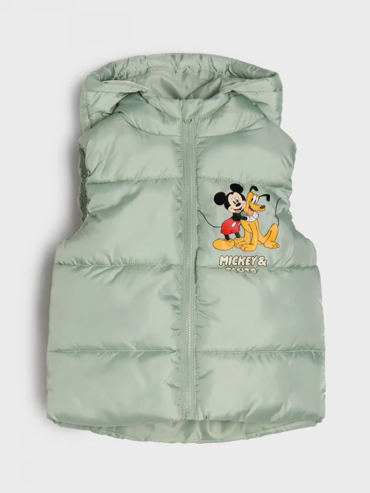 Obrázek produktu Sinsay - Pikowana kamizelka z elementami 3D i nadrukiem na plecach Mickey Mouse - zielony