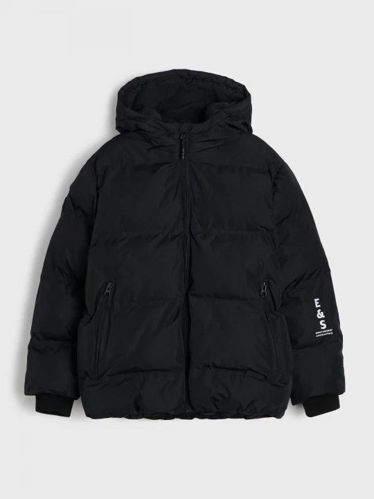 Obrázek produktu Sinsay - Pikowana kurtka puffer z kapturem - czarny