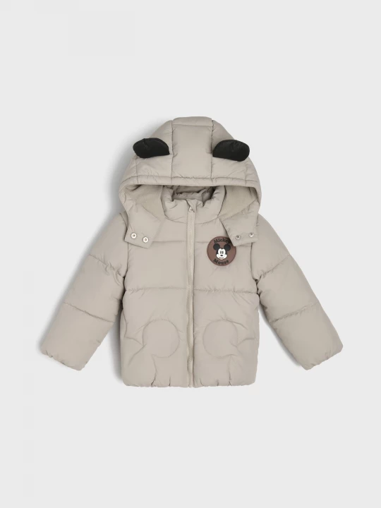 Obrázek produktu Sinsay - Pikowana kurtka puffer z kapturem i elementami 3D Mickey Mouse - beżowy