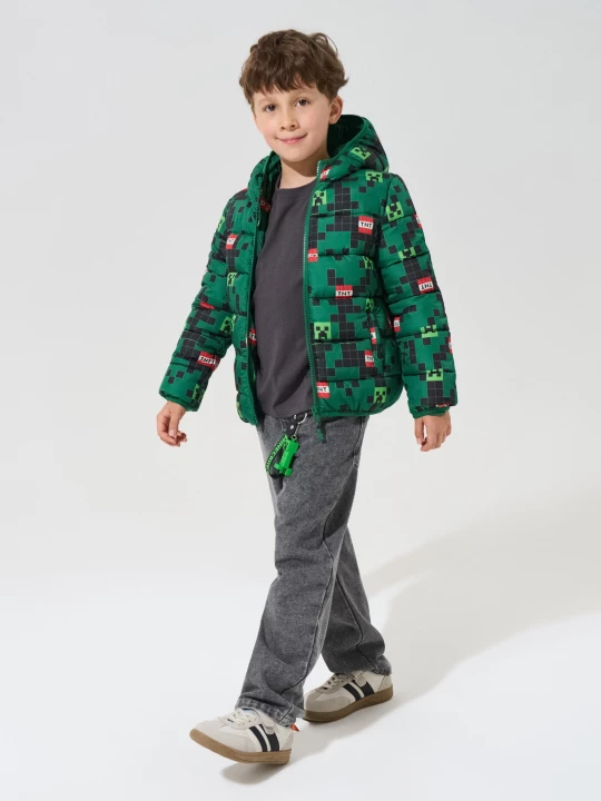 Obrázek produktu Sinsay - Pikowana kurtka puffer z kapturem Minecraft - zielony