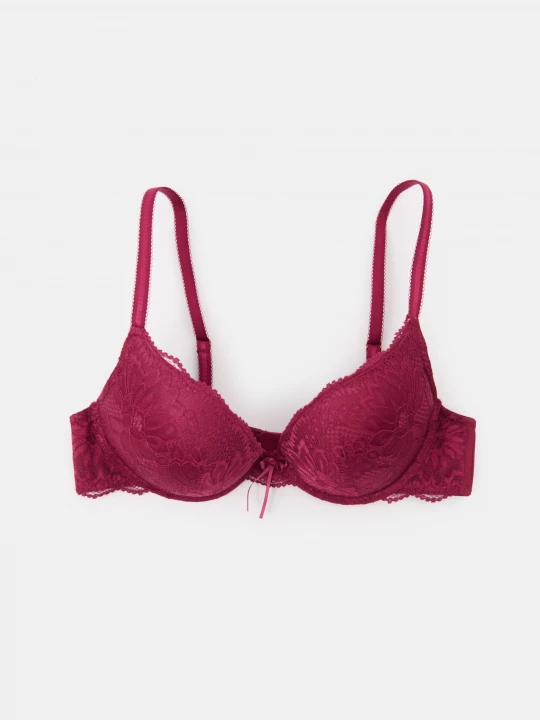 Obrázek produktu Sinsay - Podprsenka Extra Push-Up s krajkou - burgundy