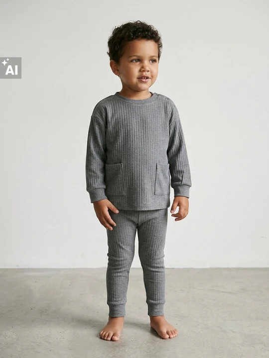 Obrázek produktu Sinsay - Prążkowany komplet: bluza z kieszeniami i legginsy - szary