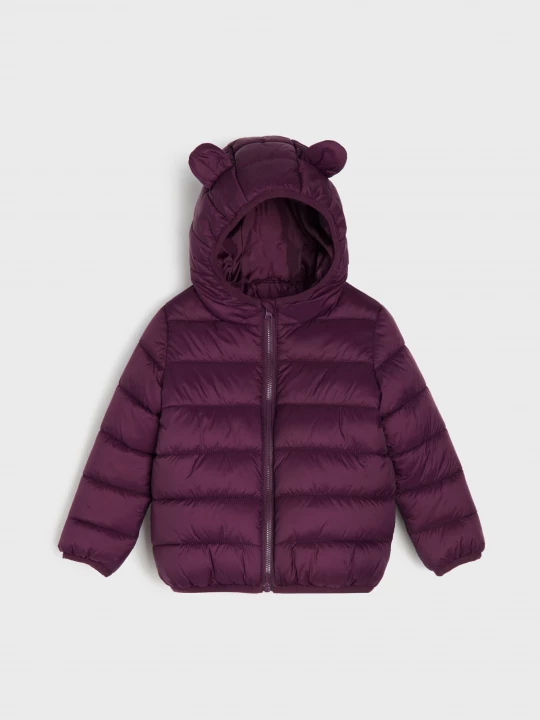 Obrázek produktu Sinsay - Pikowana kurtka puffer z kapturem z elementami 3D - bordowy